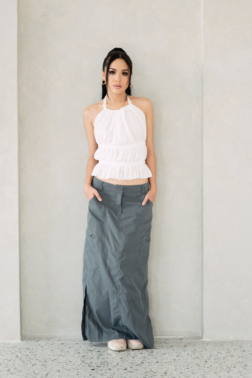 GS Gen Z: Grey Maxi Skirt with Slit